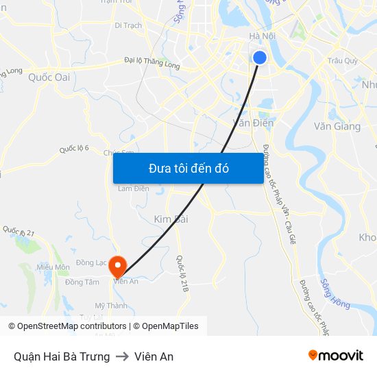 Quận Hai Bà Trưng to Viên An map