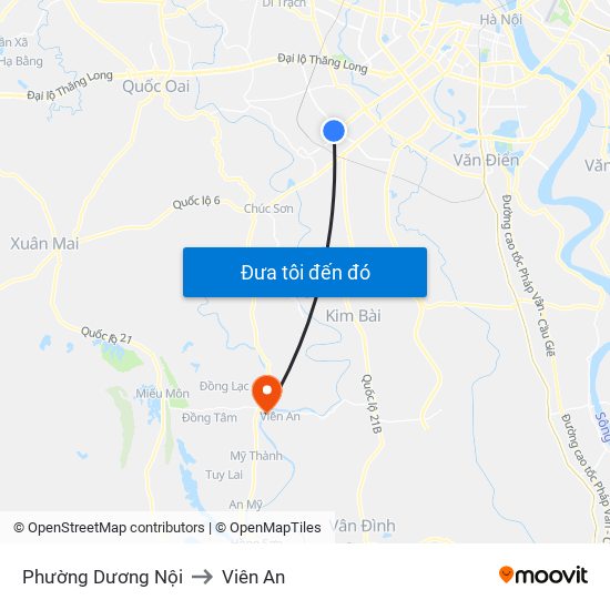 Phường Dương Nội to Viên An map