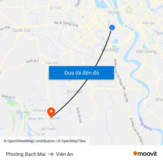 Phường Bạch Mai to Viên An map