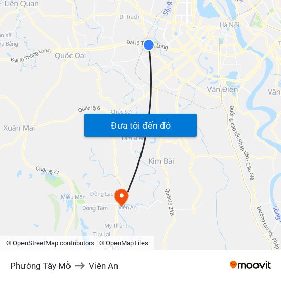 Phường Tây Mỗ to Viên An map