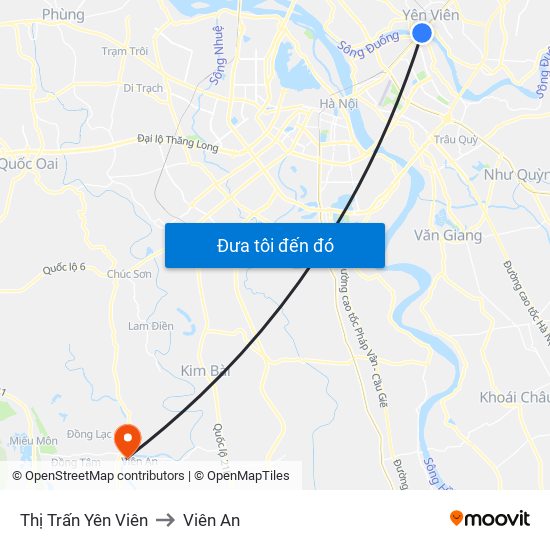 Thị Trấn Yên Viên to Viên An map