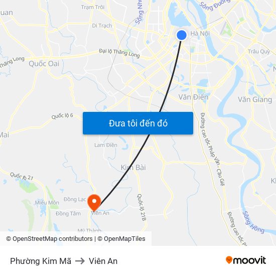 Phường Kim Mã to Viên An map