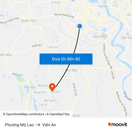 Phường Mộ Lao to Viên An map