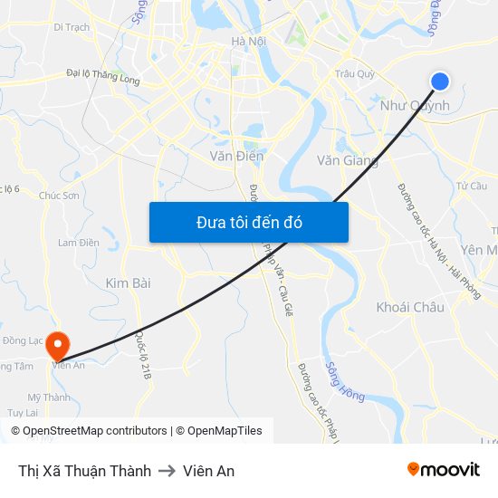Thị Xã Thuận Thành to Viên An map