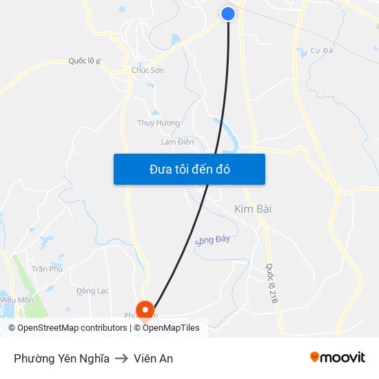 Phường Yên Nghĩa to Viên An map