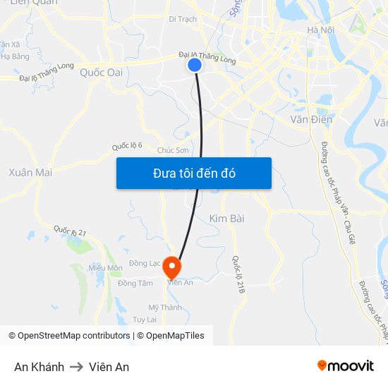An Khánh to Viên An map