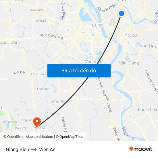Giang Biên to Viên An map