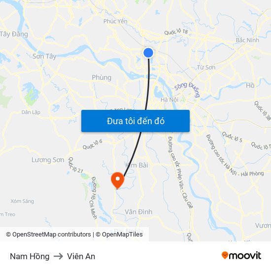 Nam Hồng to Viên An map