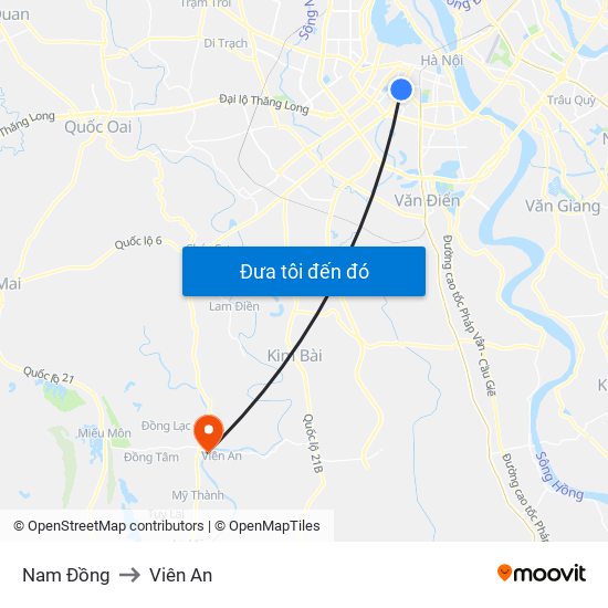 Nam Đồng to Viên An map