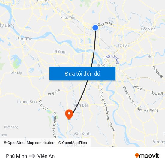 Phú Minh to Viên An map