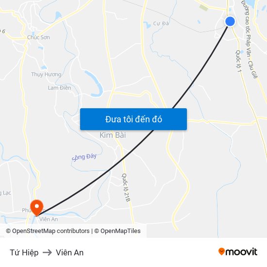 Tứ Hiệp to Viên An map