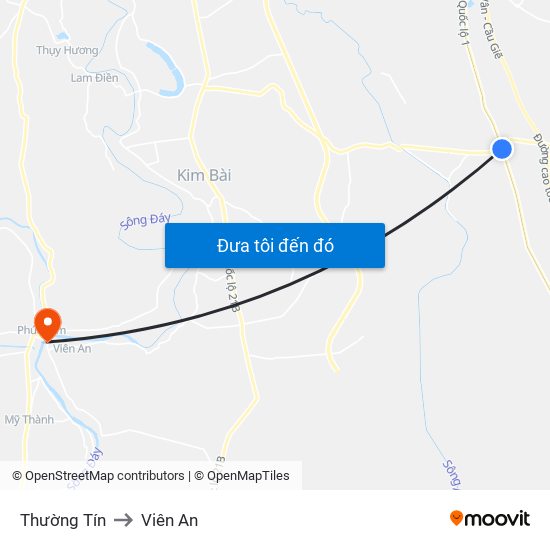 Thường Tín to Viên An map