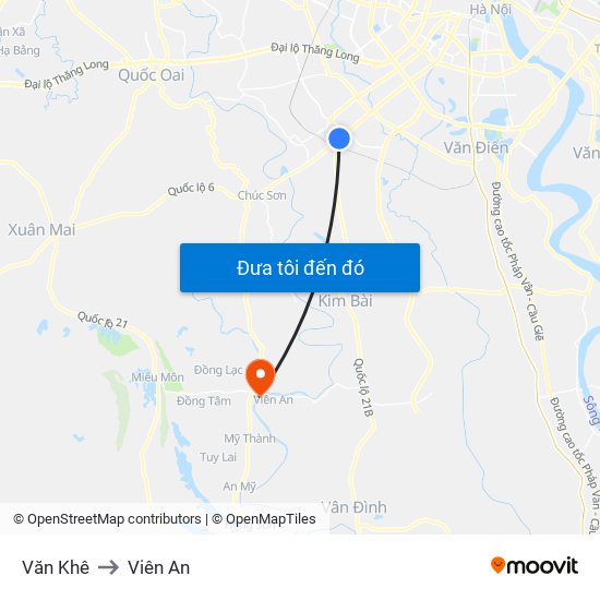 Văn Khê to Viên An map