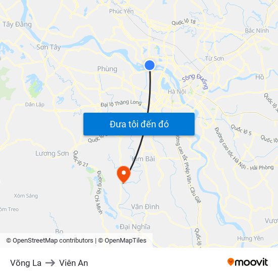 Võng La to Viên An map