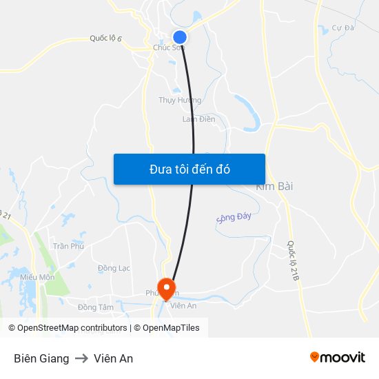 Biên Giang to Viên An map