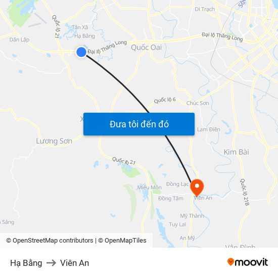 Hạ Bằng to Viên An map