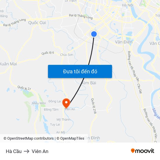 Hà Cầu to Viên An map