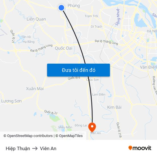 Hiệp Thuận to Viên An map