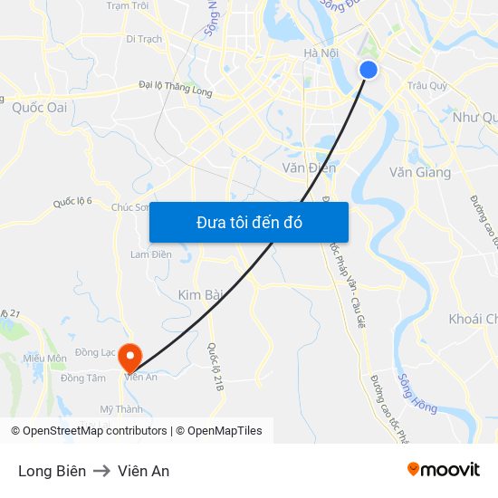 Long Biên to Viên An map