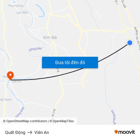 Quất Động to Viên An map