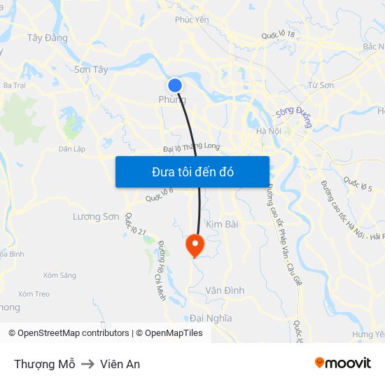 Thượng Mỗ to Viên An map