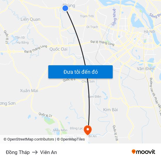 Đồng Tháp to Viên An map