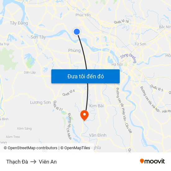 Thạch Đà to Viên An map