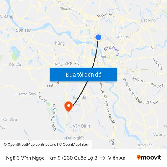 Ngã 3 Vĩnh Ngọc - Km 9+230 Quốc Lộ 3 to Viên An map