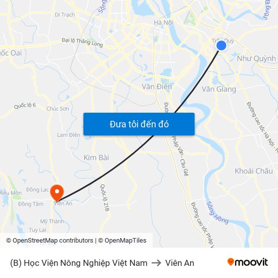 (B) Học Viện Nông Nghiệp Việt Nam to Viên An map