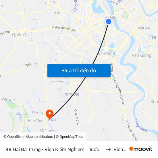 48 Hai Bà Trưng - Viện Kiểm Nghiệm Thuốc Trung Ương to Viên An map