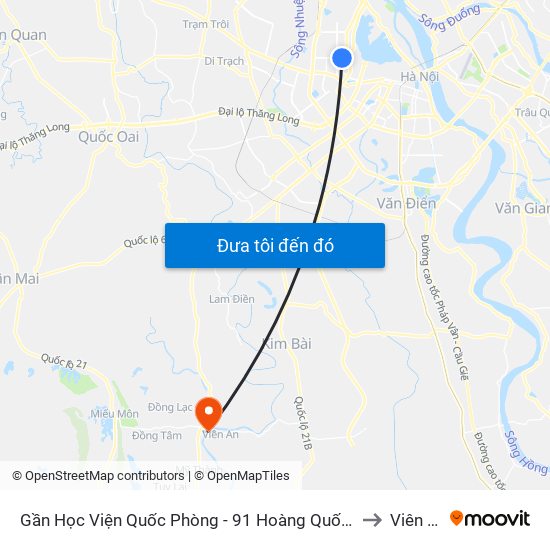Gần Học Viện Quốc Phòng - 91 Hoàng Quốc Việt to Viên An map