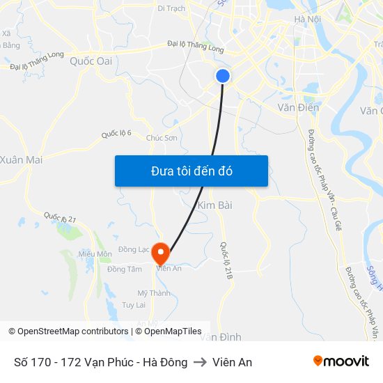 Số 170 - 172 Vạn Phúc - Hà Đông to Viên An map