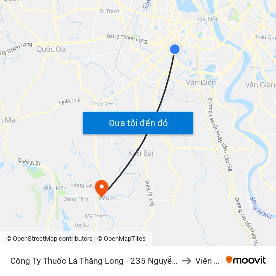 Công Ty Thuốc Lá Thăng Long - 235 Nguyễn Trãi to Viên An map