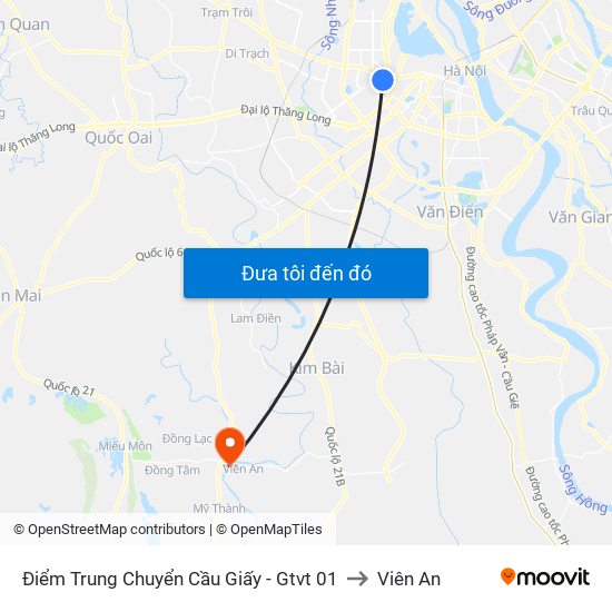 Điểm Trung Chuyển Cầu Giấy - Gtvt 01 to Viên An map