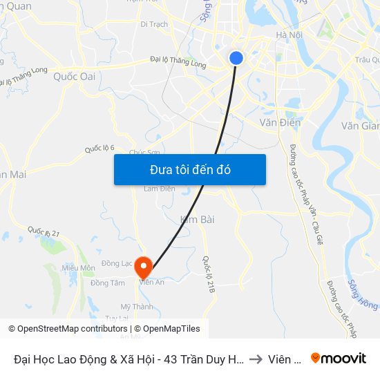 Đại Học Lao Động & Xã Hội - 43 Trần Duy Hưng to Viên An map