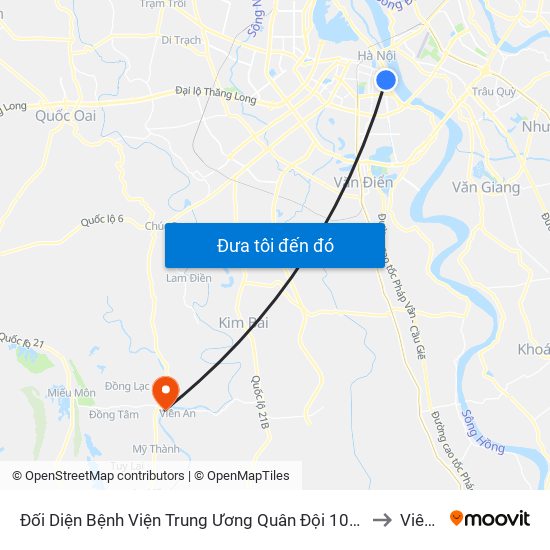 Đối Diện Bệnh Viện Trung Ương Quân Đội 108 - Trần Hưng Đạo to Viên An map