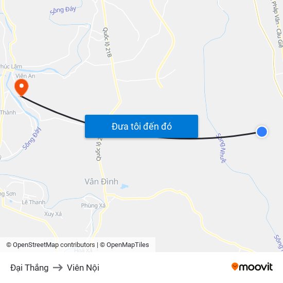 Đại Thắng to Viên Nội map