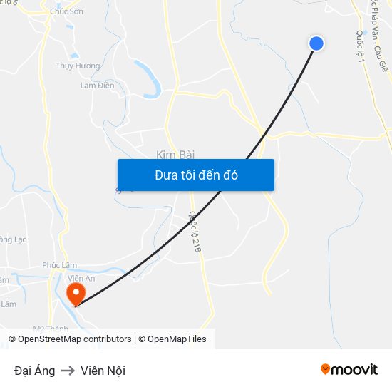 Đại Áng to Viên Nội map