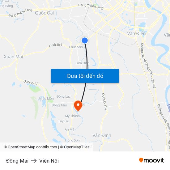 Đồng Mai to Viên Nội map