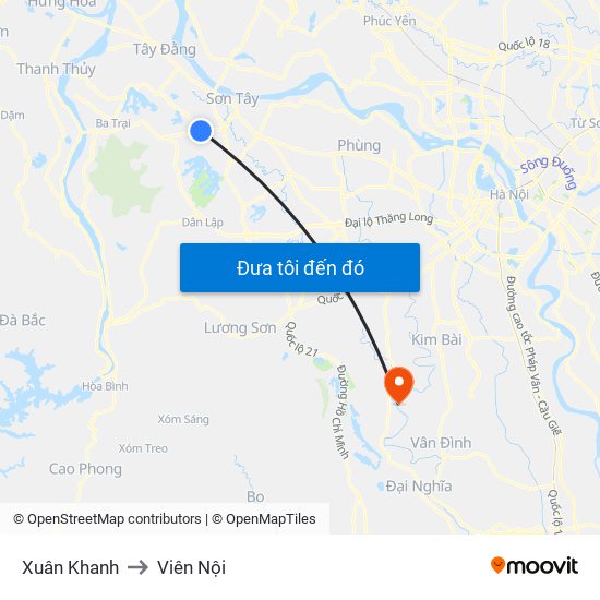 Xuân Khanh to Viên Nội map