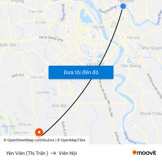 Yên Viên (Thị Trấn ) to Viên Nội map