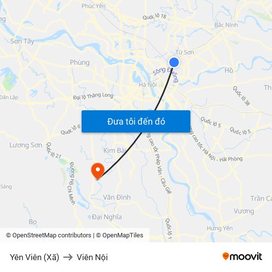 Yên Viên (Xã) to Viên Nội map