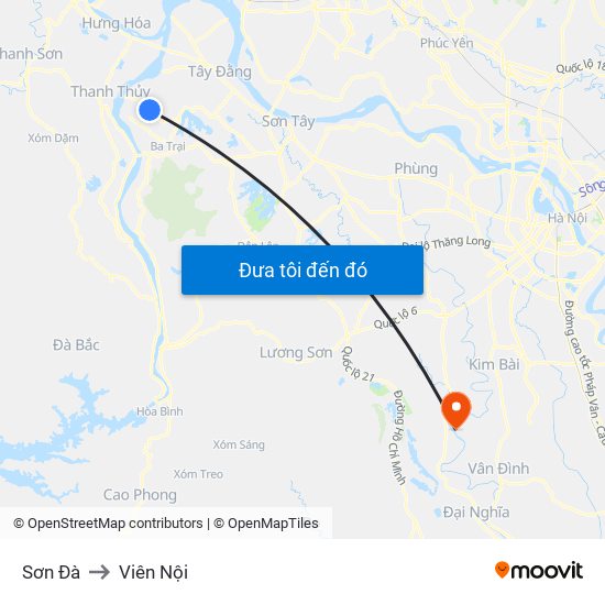 Sơn Đà to Viên Nội map
