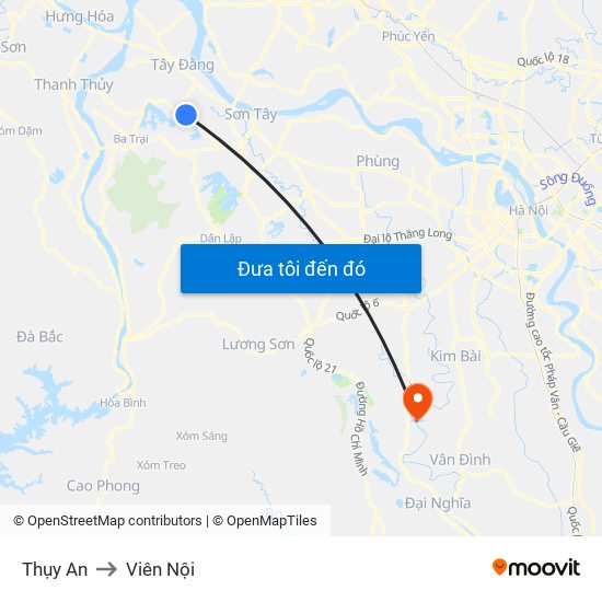 Thụy An to Viên Nội map