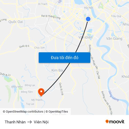 Thanh Nhàn to Viên Nội map