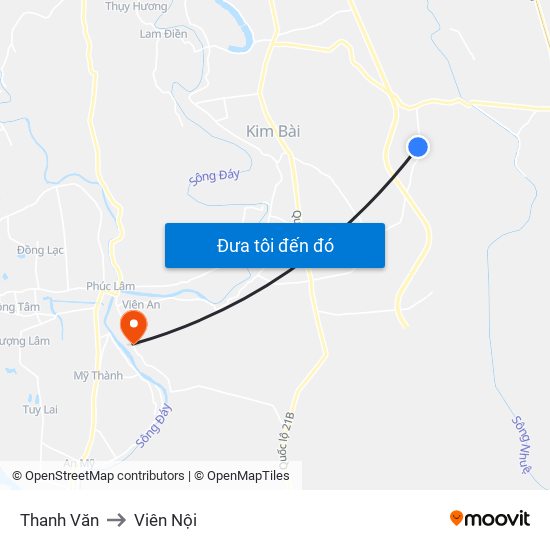 Thanh Văn to Viên Nội map