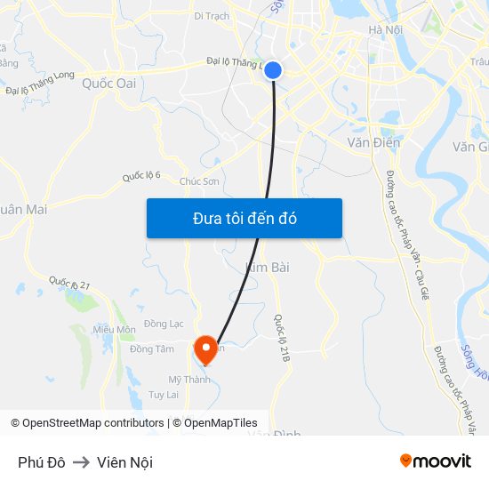 Phú Đô to Viên Nội map