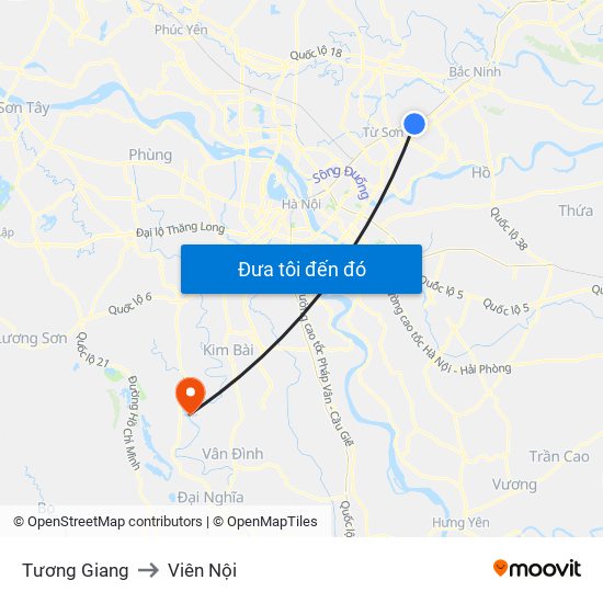 Tương Giang to Viên Nội map