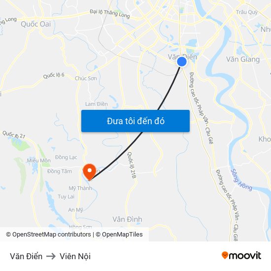 Văn Điển to Viên Nội map