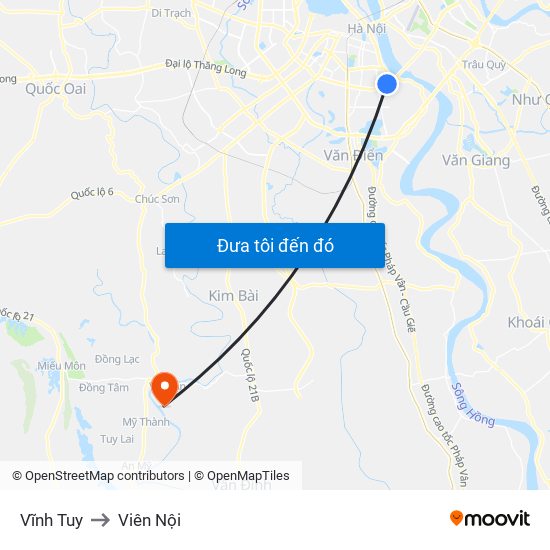 Vĩnh Tuy to Viên Nội map